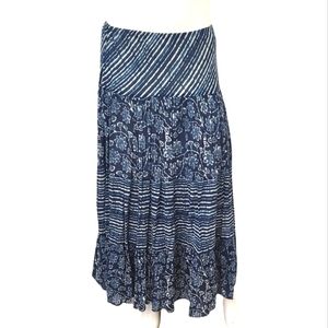 CHAPS Blue Boho Maxi Skirt.